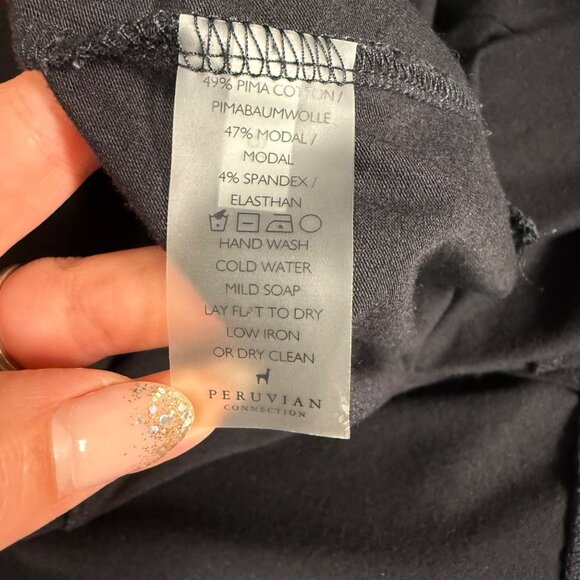 Peruvian Connection Soft Pima Cotton Sleeveless Maxi Dress Medium Black Twist - Picture 4 of 12